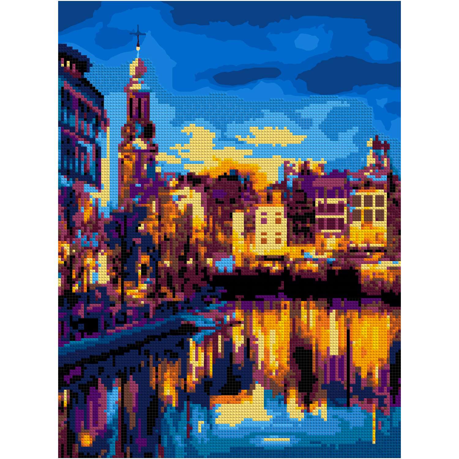 Алмазная мозаика на холсте LORI с частичным заполнением Канал в Амстердаме 40х30 см - фото 1