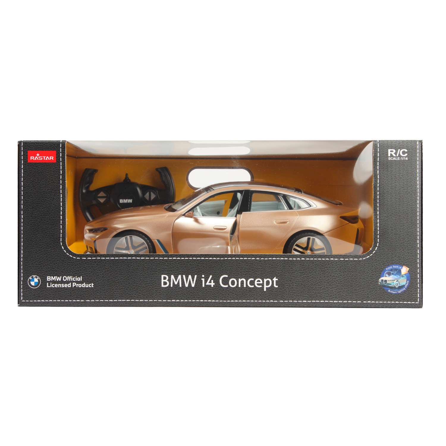 Машина Rastar РУ 1:14 BMW i4 Concept Золотая 98300 - фото 2