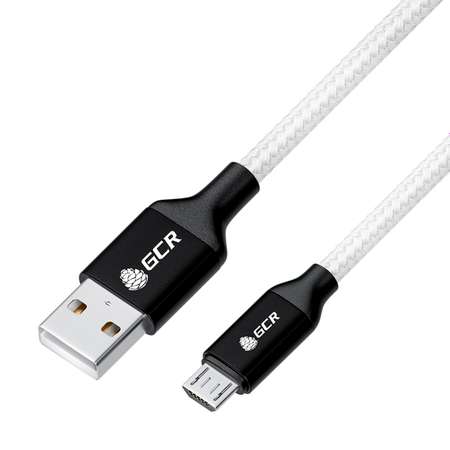 Кабель USB GCR 0.8m MicroUSB в белой нейлоновой оплетке GCR-53628