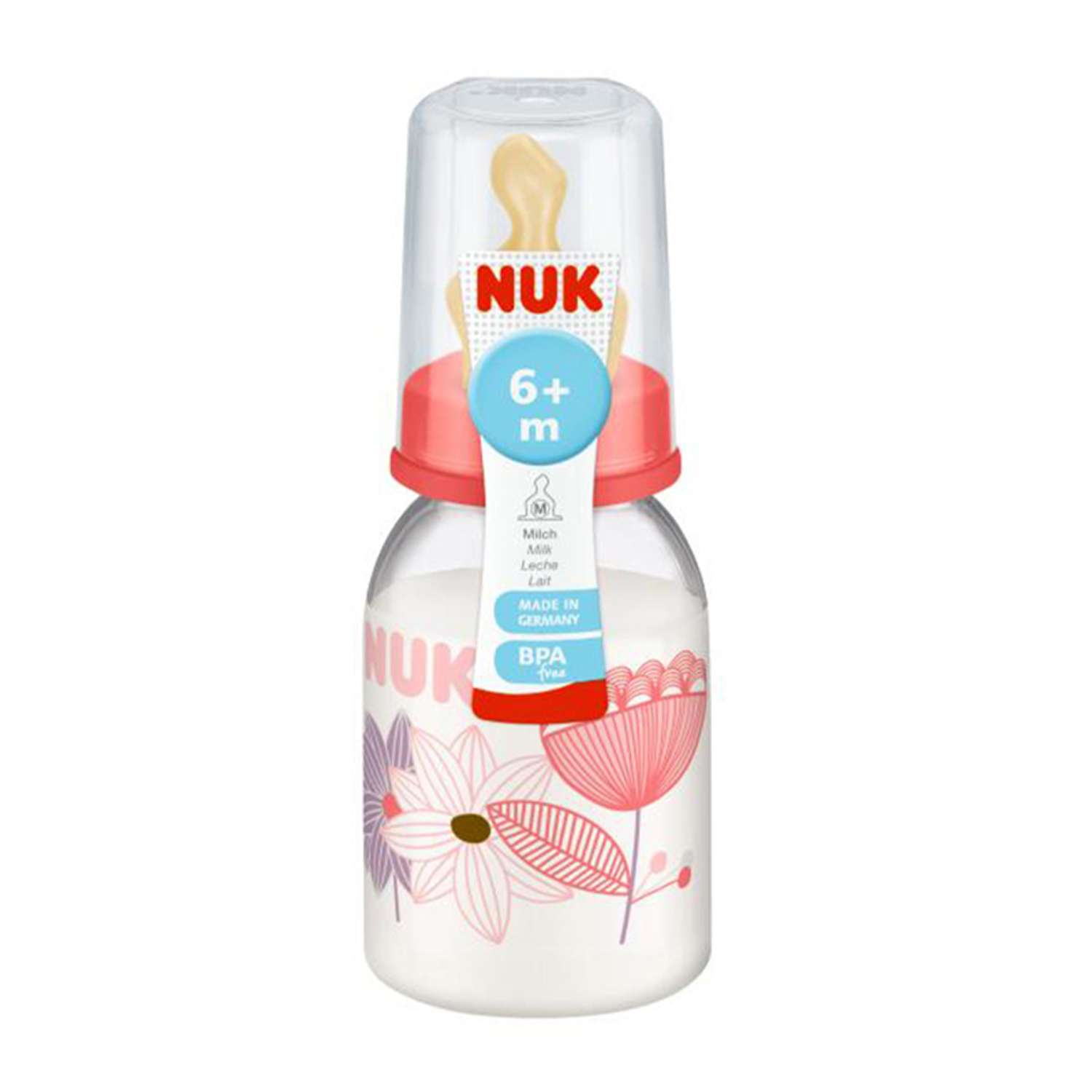 Бутылка Nuk 110 мл с латексной соской размер 1 в ассортименте - фото 1