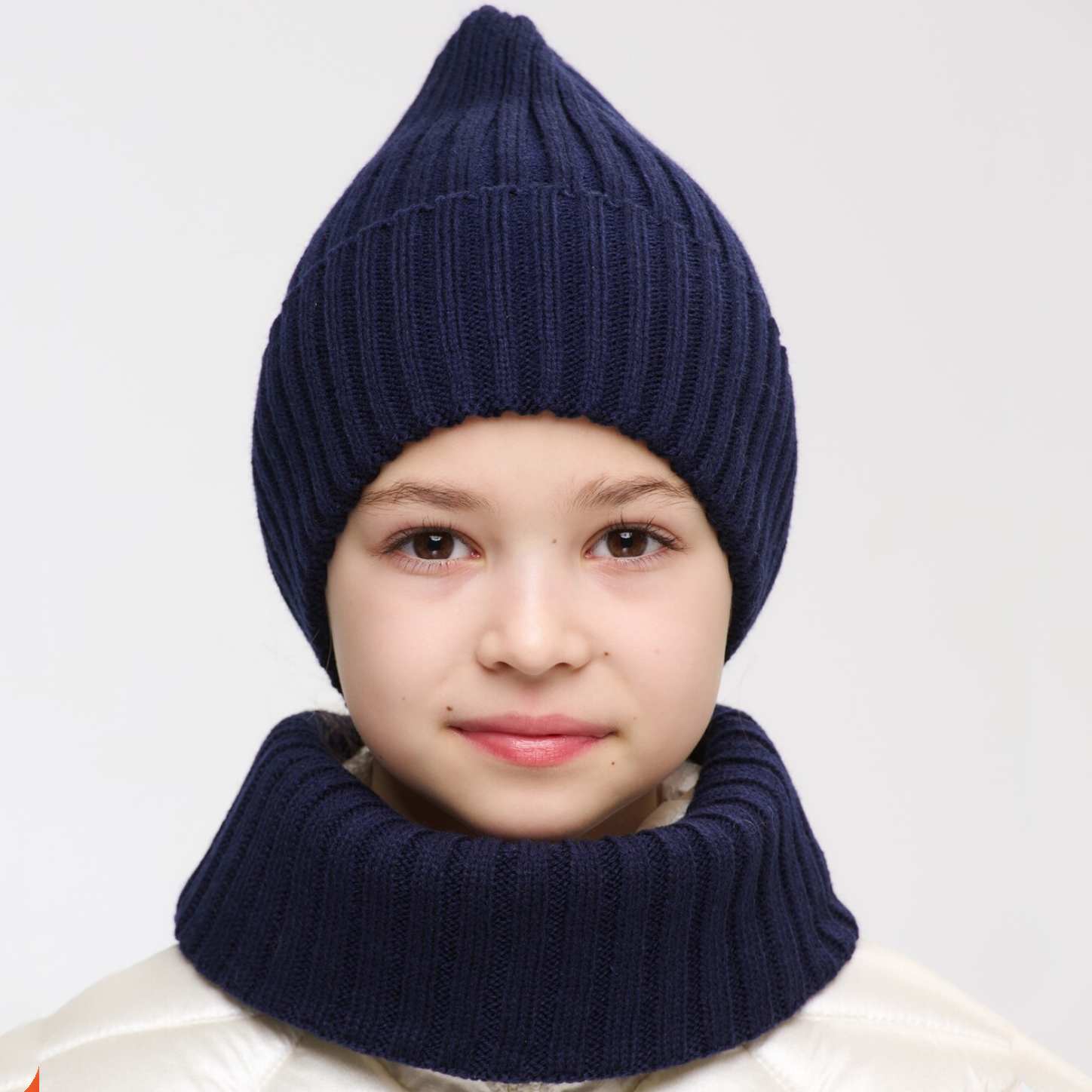 Шапка и снуд NYCkids NYC-H-35-pumpk-Dblue - фото 8