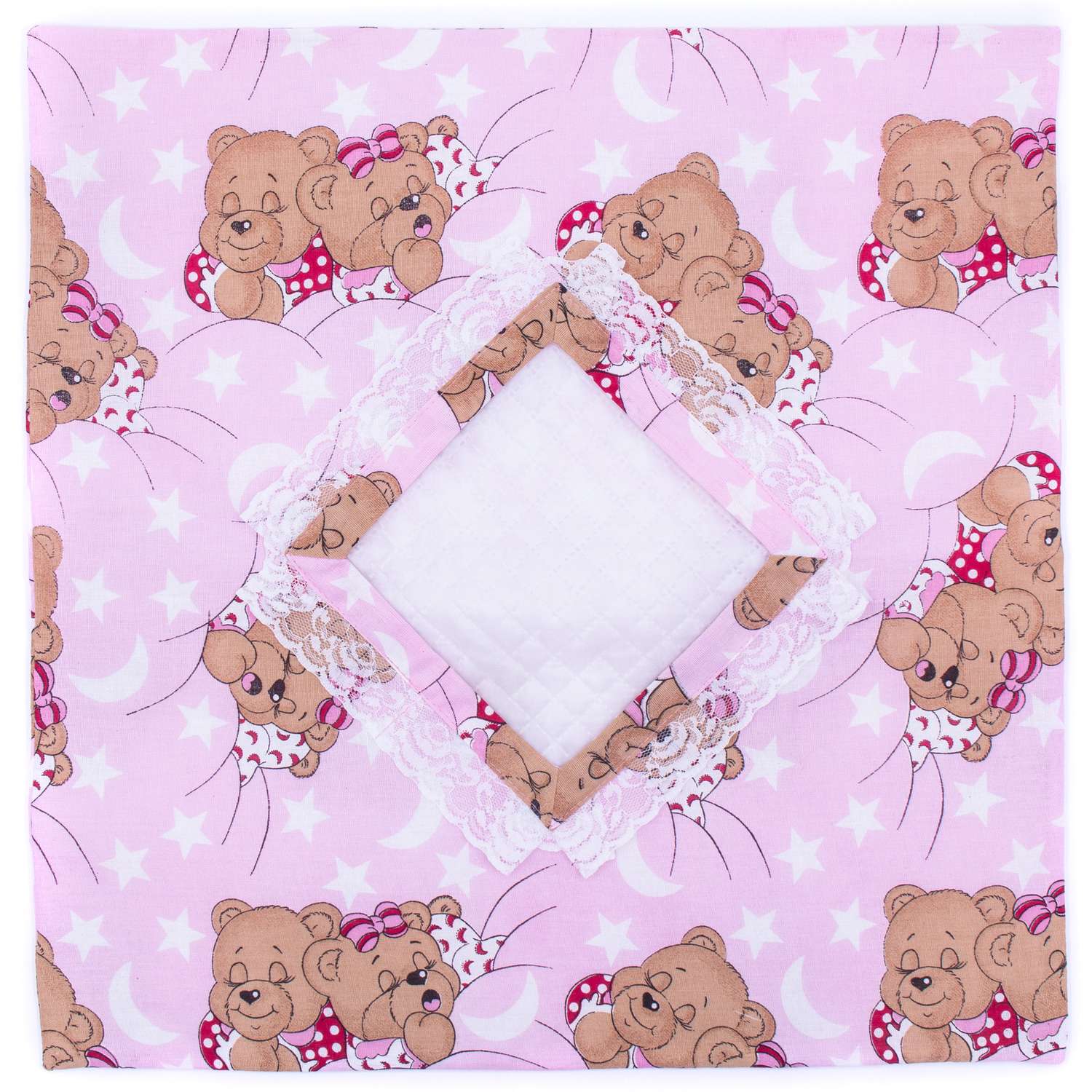 Комплект для пупса Модница 43-48 см: одеяло в пододеяльнике подушка и матрасик 6109 розовый-бежевый 6109розовый-бежевый - фото 3