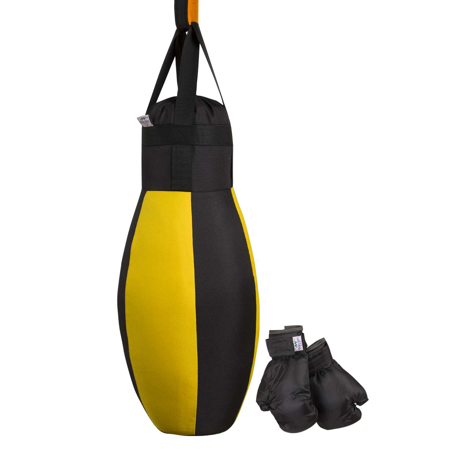 Детский набор для бокса Belon familia груша с перчатками цвет чёрный и желтый - фото 1