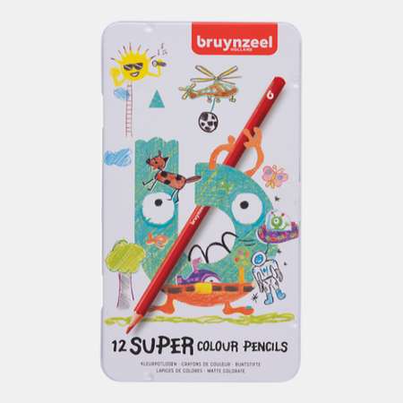 Набор цветных карандашей BRUYNZEEL Kids Super Colour 12 цветов в металлической упаковке