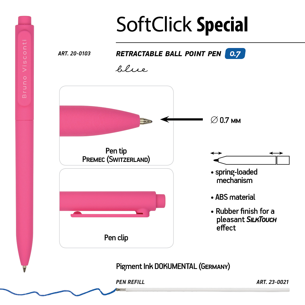 Набор из 5-ти шариковых ручек Bruno Visconti автоматические SoftClick Special синии - фото 4