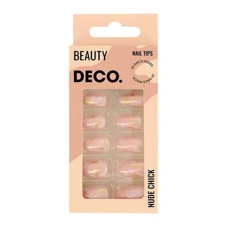 Накладные ногти DECO. Nude chick pink marble 24 шт + клеевые стикеры 24 шт