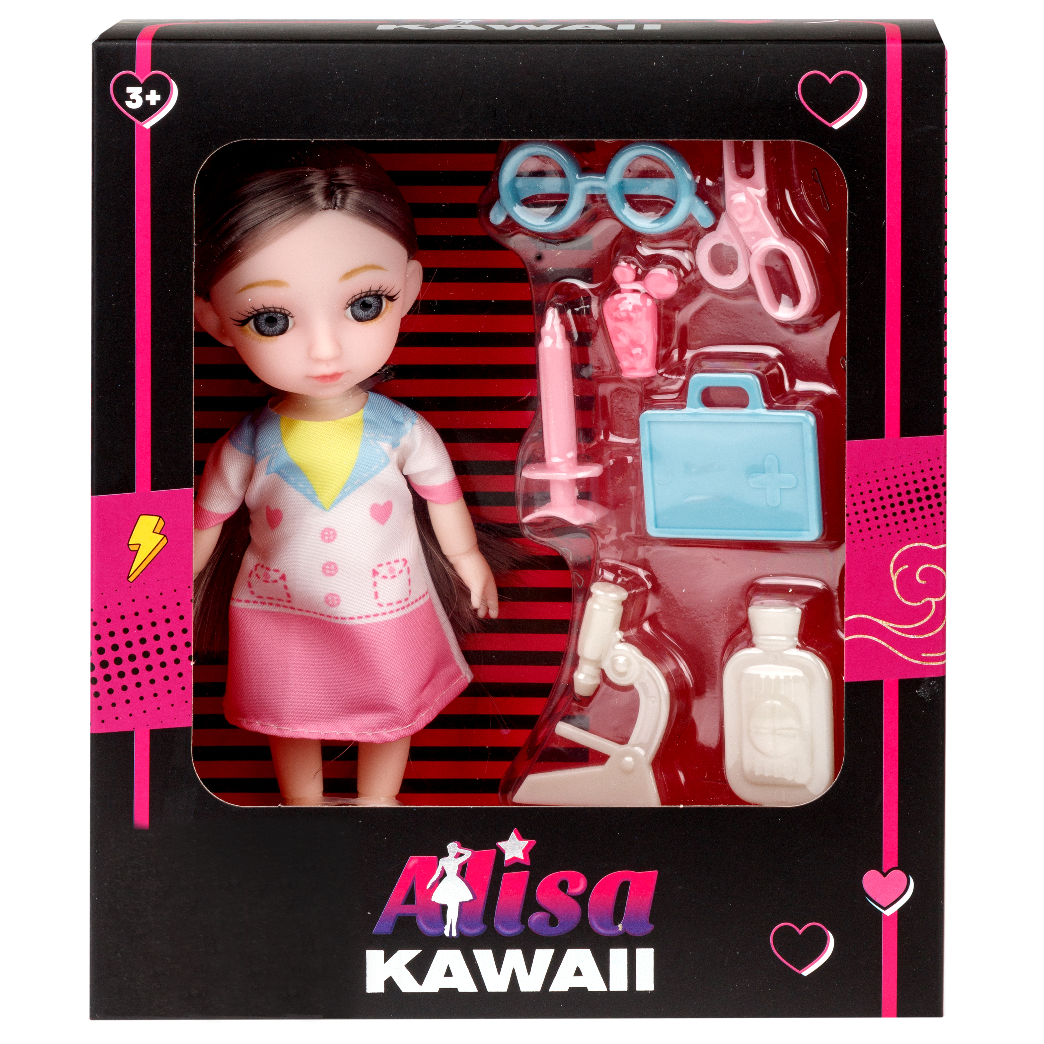 Кукла шарнирная 15 см 1TOY Alisa Kawaii доктор с длинными волосами брюнетка с аксессуарами Т24355 - фото 16