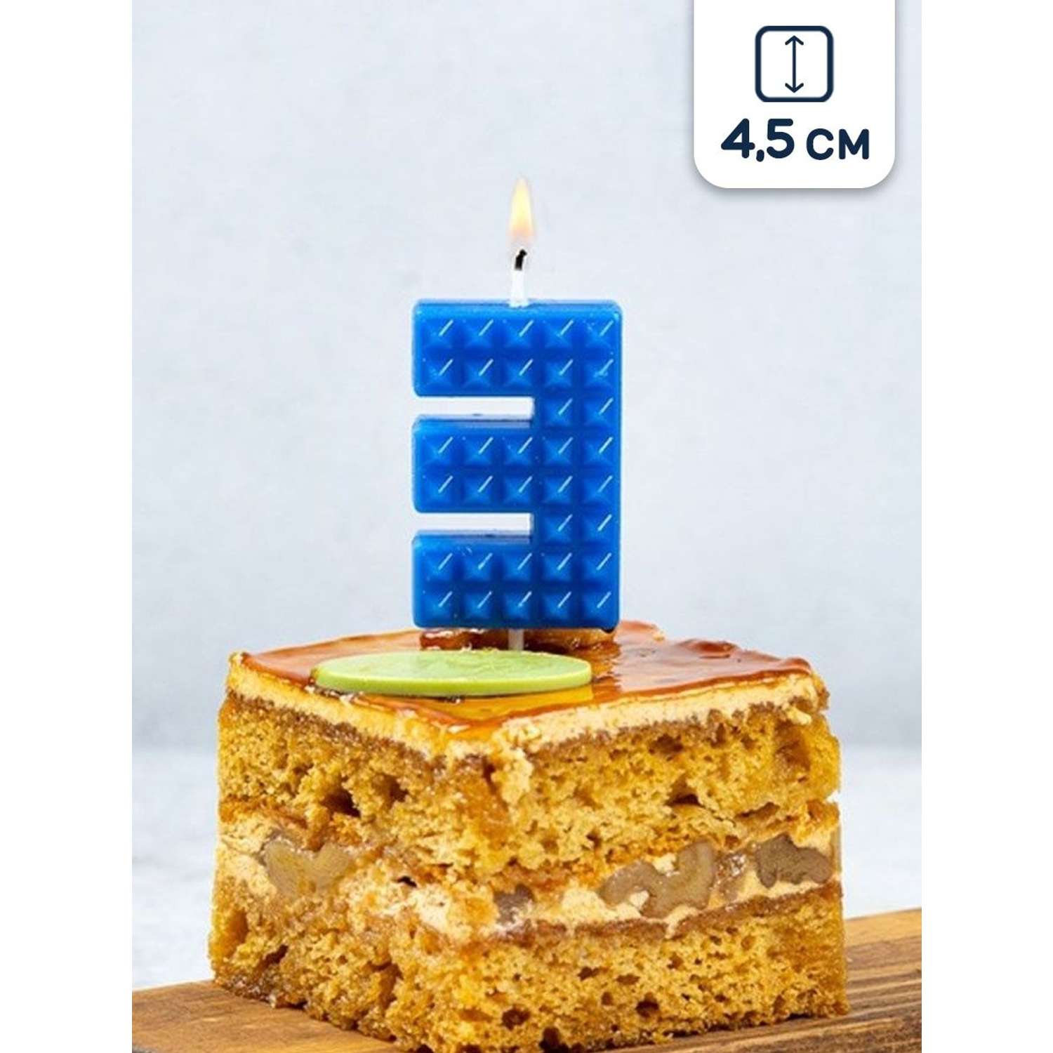 Свеча для торта Riota цифра 3 Майнкрафт 4.5 см - фото 1