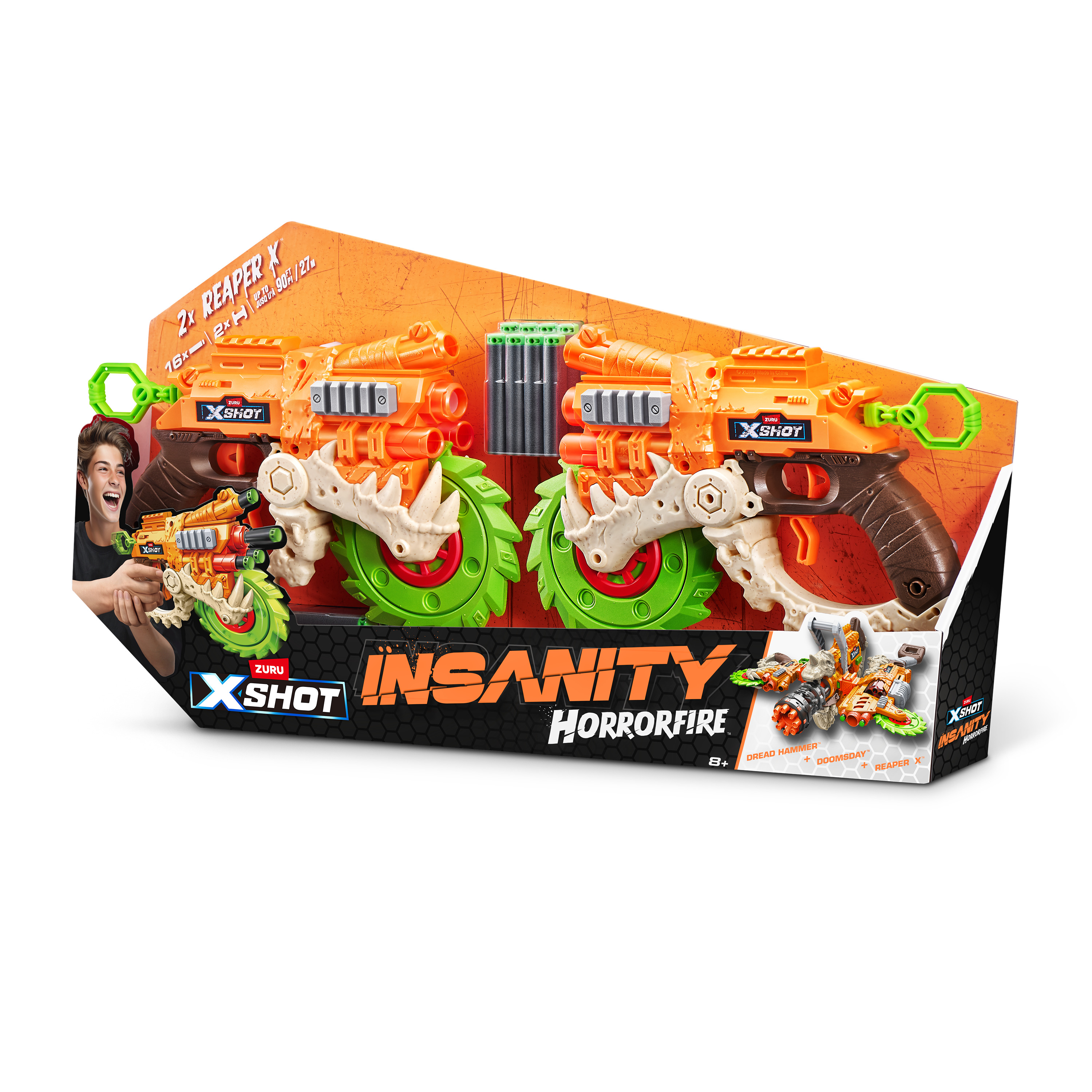 Игровой набор для стрельбы Zuru X-SHOT  INSANITY Хоррорфайр Рипер Х ДУО 2 бластера в комплекте - фото 2