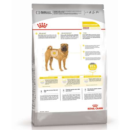 Корм для собак ROYAL CANIN Medium Dermacomfort средних пород склонных к кожным раздражениям и зуду 3кг