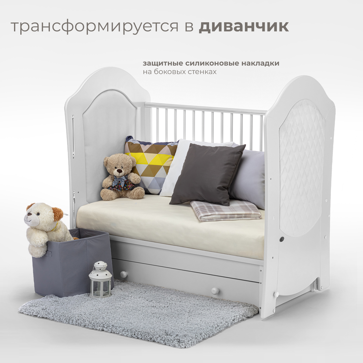 Детская кроватка Nuovita прямоугольная, поперечный маятник (белый) - фото 6
