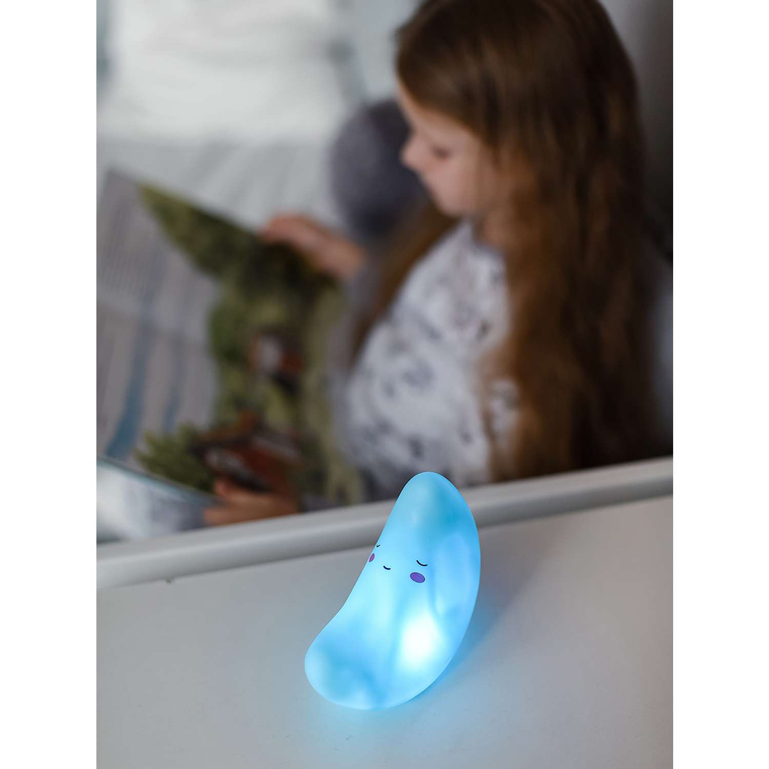 Лампа настольная светодиодная LATS ночник детский месяц голубой - фото 8