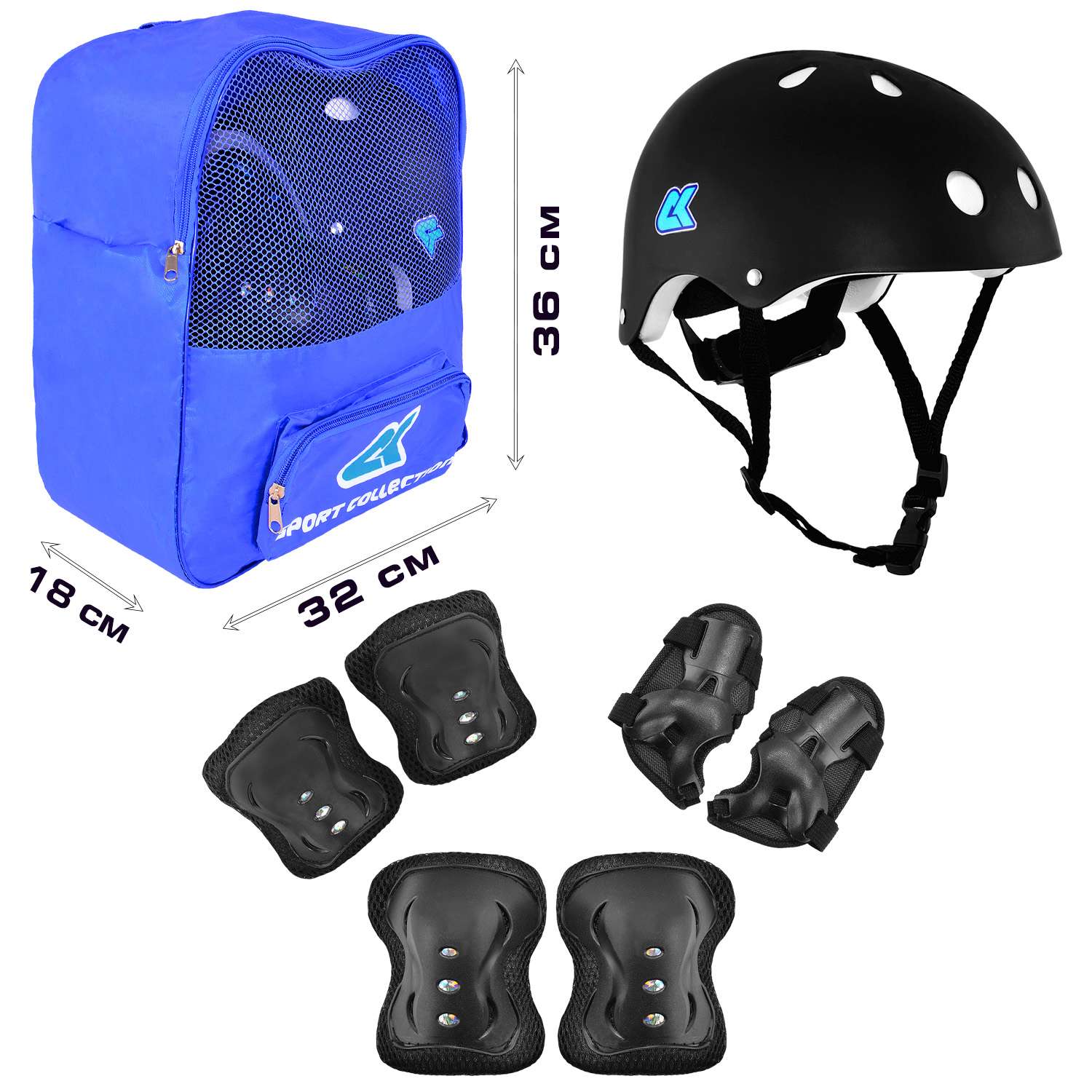 Набор защиты Sport Collection в рюкзаке шлем 50 - 56 защита S/M - фото 2