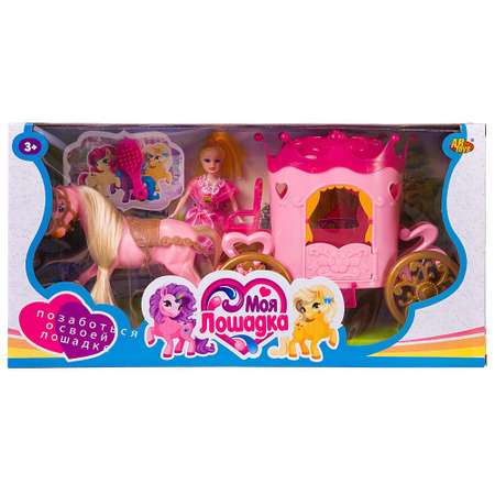 Игровой набор ABTOYS Карета с розовой лошадкой и куколкой