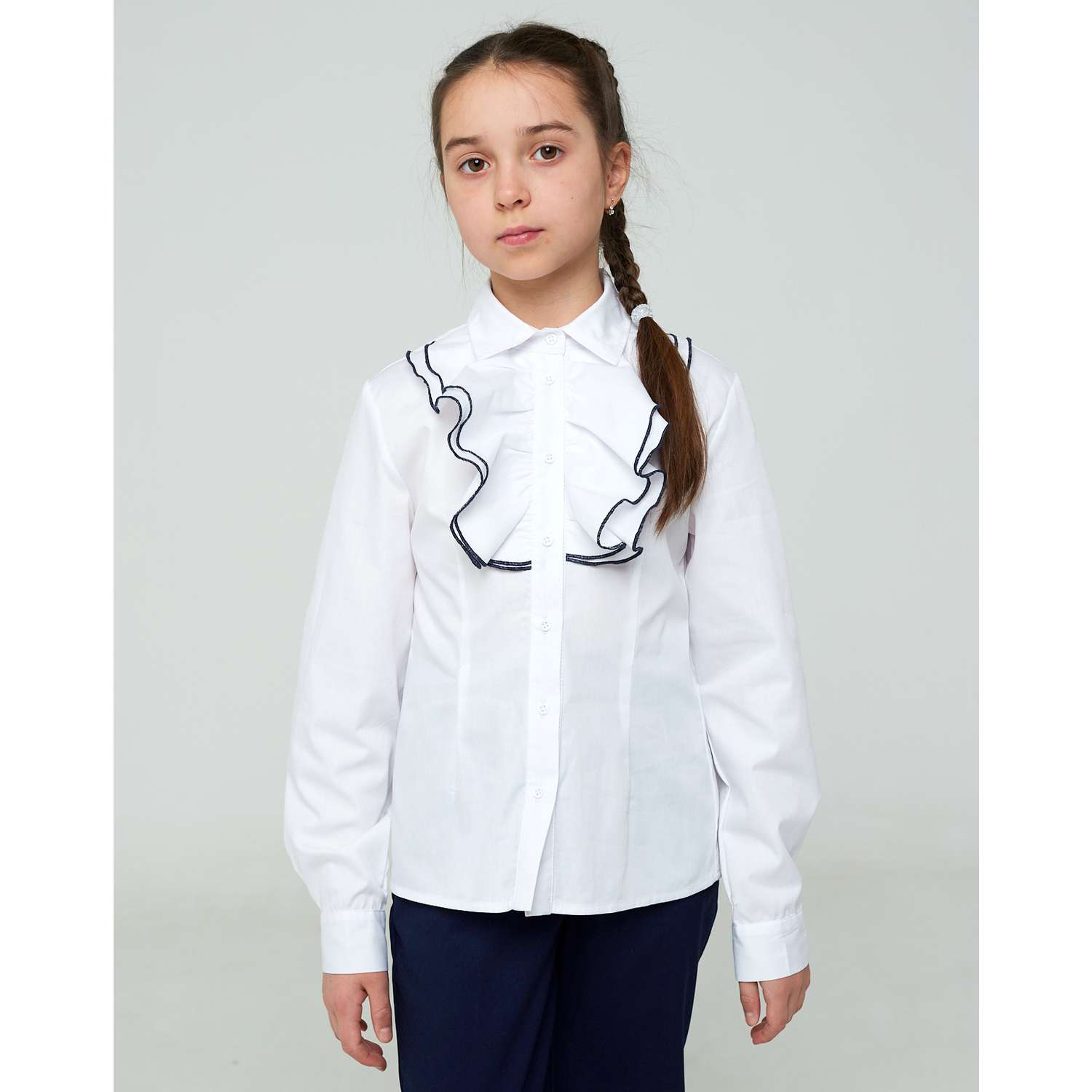 Рубашка IRINA EGOROVA BL-Kids-Volan_белый_синий - фото 8