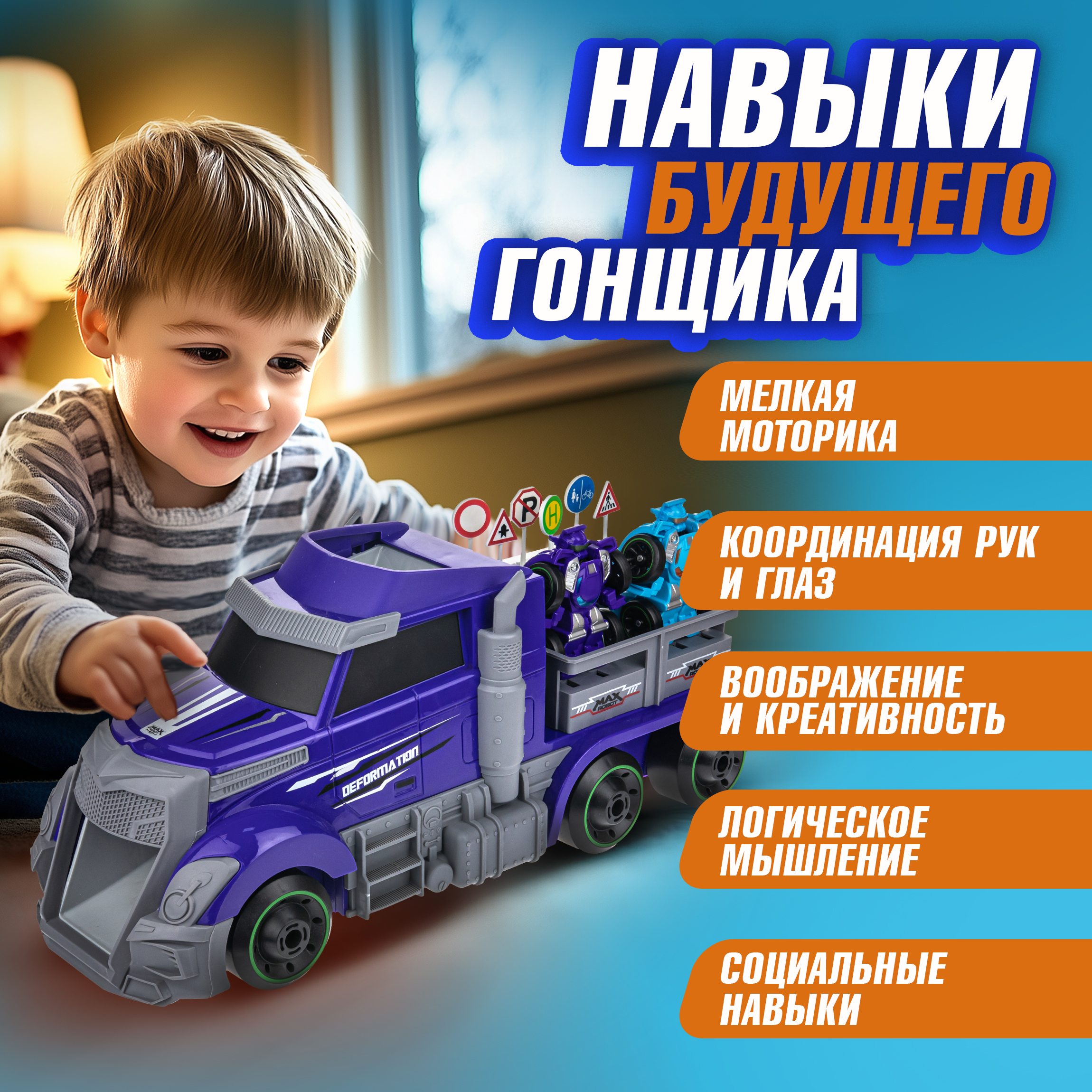 Игровой набор 1TOY Мой первый трансформер фиолетовый Т19435 - фото 7