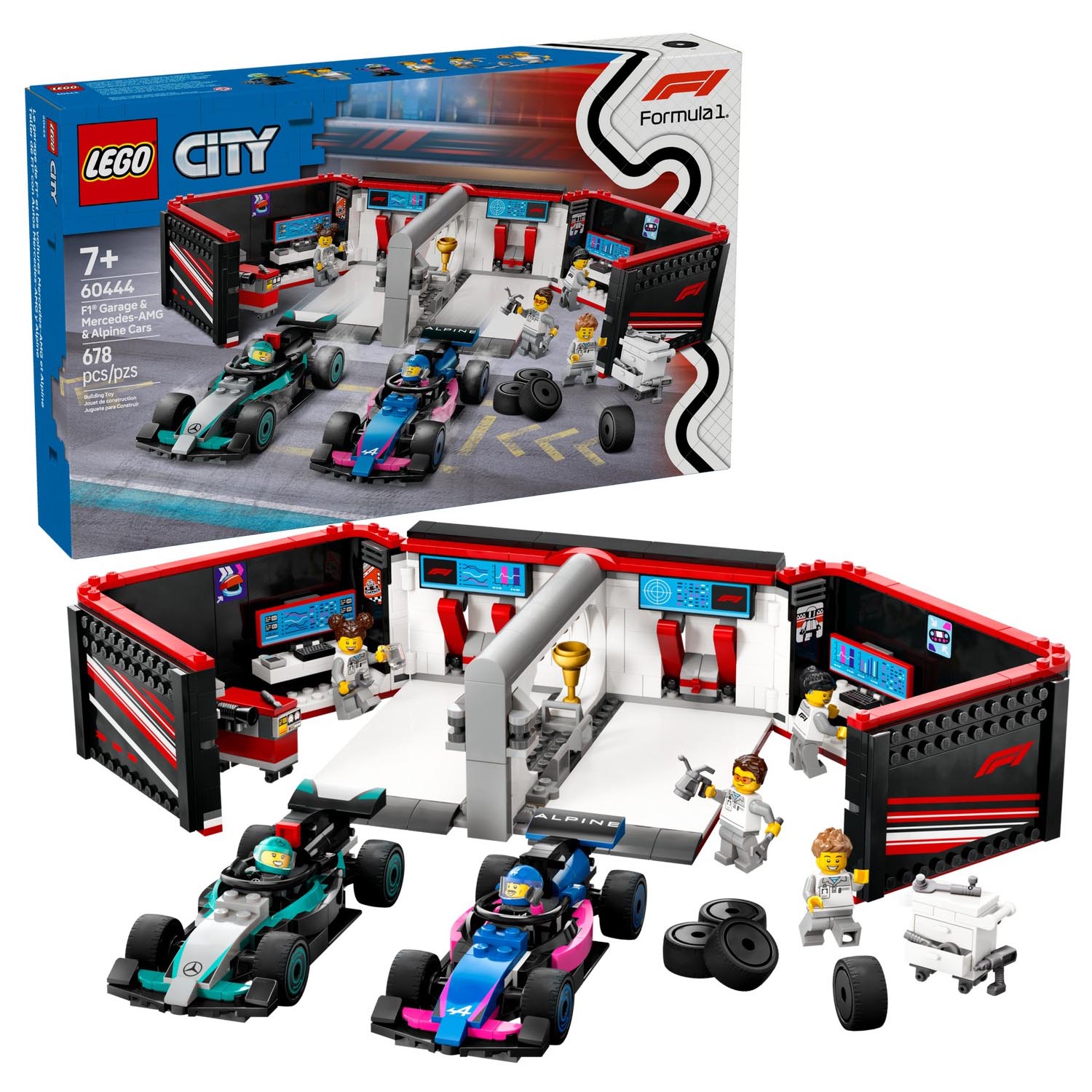 Конструктор детский LEGO City Гараж F1 машины Mercedes-AMG и Alpine - фото 1