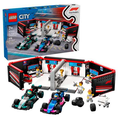 Конструктор детский LEGO City Гараж F1 машины Mercedes-AMG и Alpine