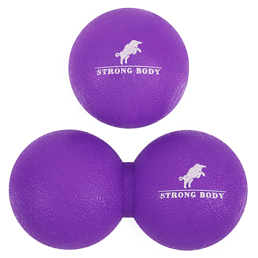 Набор массажных мячей STRONG BODY спортивных для МФР. Классический и сдвоенный: 6 см и 6х12 см. Фиолетовый - фото 4