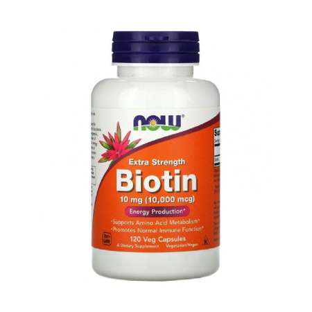 Биотин Now Витамин В7 10.000 мкг 120 капсул для волос кожи обмена веществ энергии
