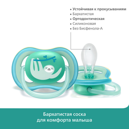 Пустышка Philips AVENT ultra air SCF349/10 с футляром для хранения и стерилизации 2 шт.