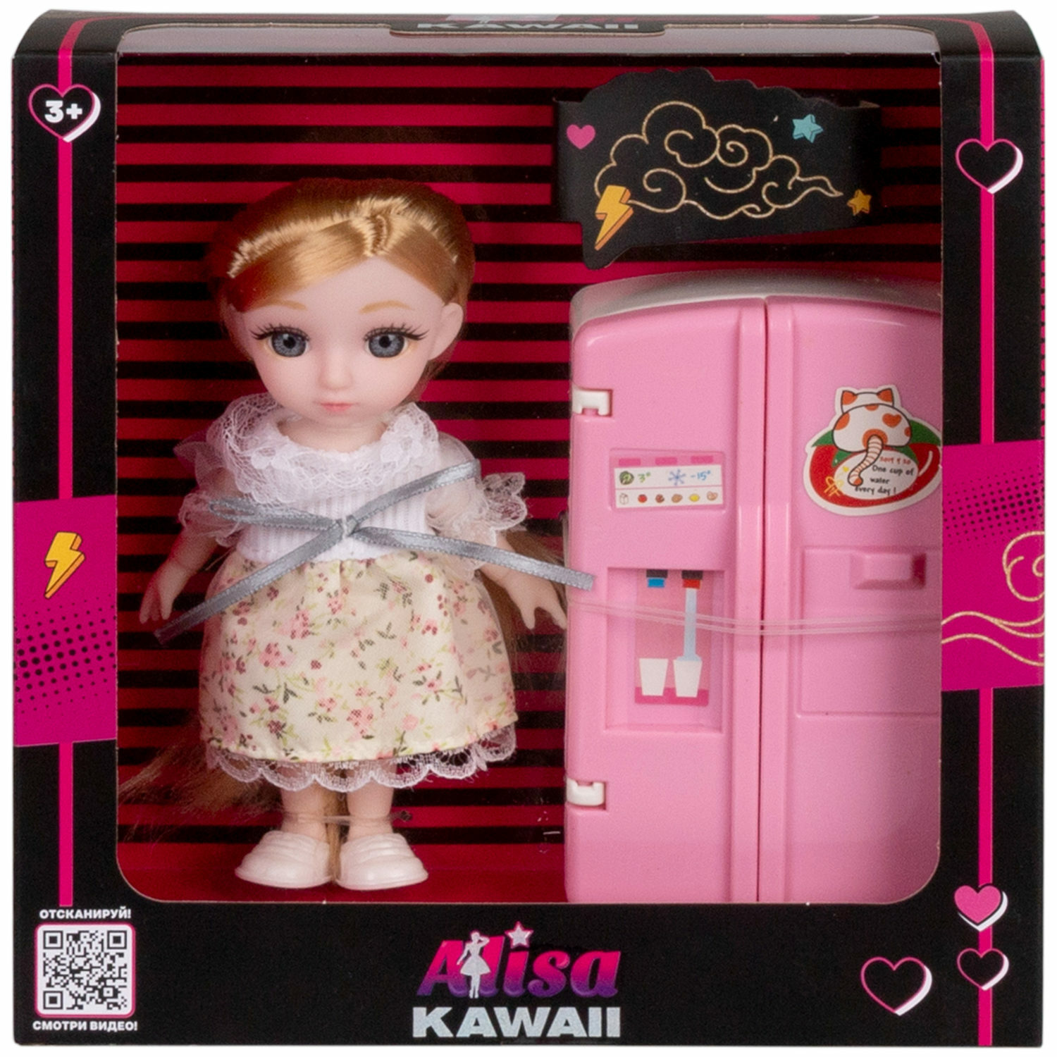 Кукла шарнирная 15 см 1TOY Alisa Kawaii Кухня с длинными волосами блондинка  фигурка с аксессуарами