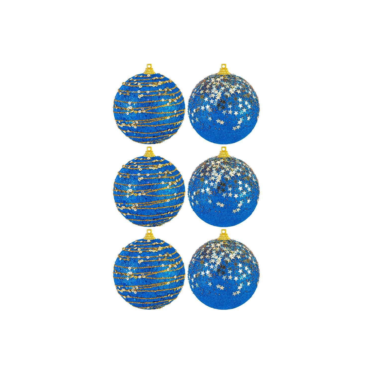 Набор Elan Gallery 6 новогодних шаров 8х8 см Золото на синем синий - фото 4