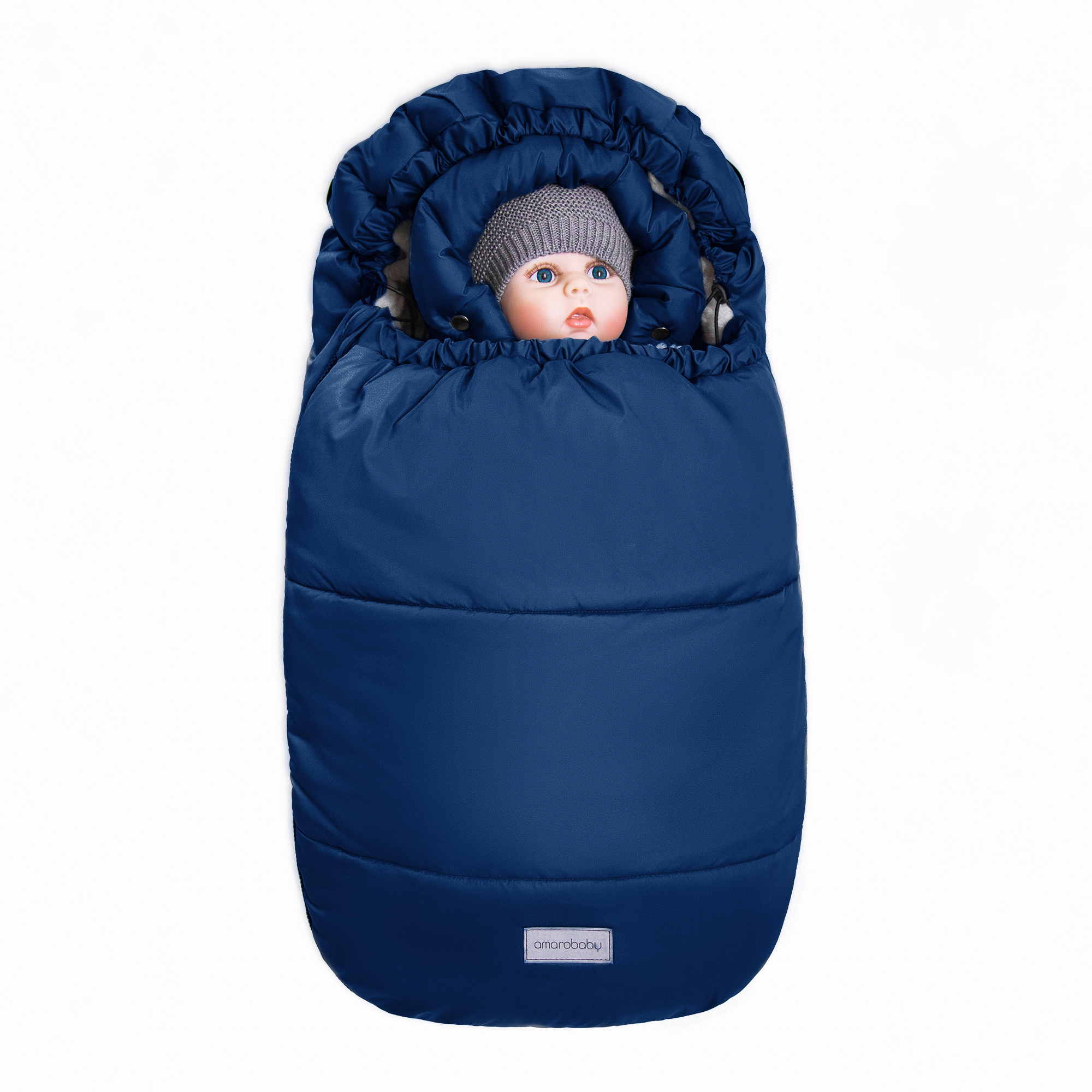 Конверт зимний меховой AmaroBaby Snowy Travel Синий 85 см - фото 13