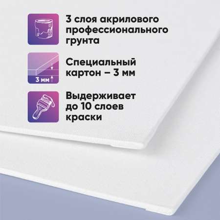 Набор холстов на картоне Гамма Студия 5 шт 30х40 см 100% хлопок 280 г/м2 мелкое зерно