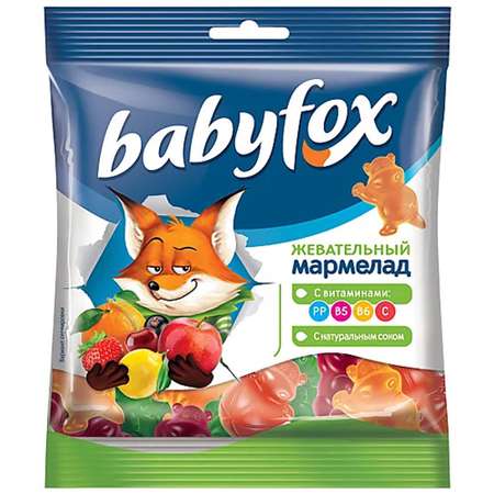 Мармелад жевательный BabyFox бегемотики с соком ягод и фруктов 70 г