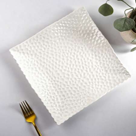 Тарелка Sima-Land керамическая квадратная «Воздушность» d=24 см цвет белый