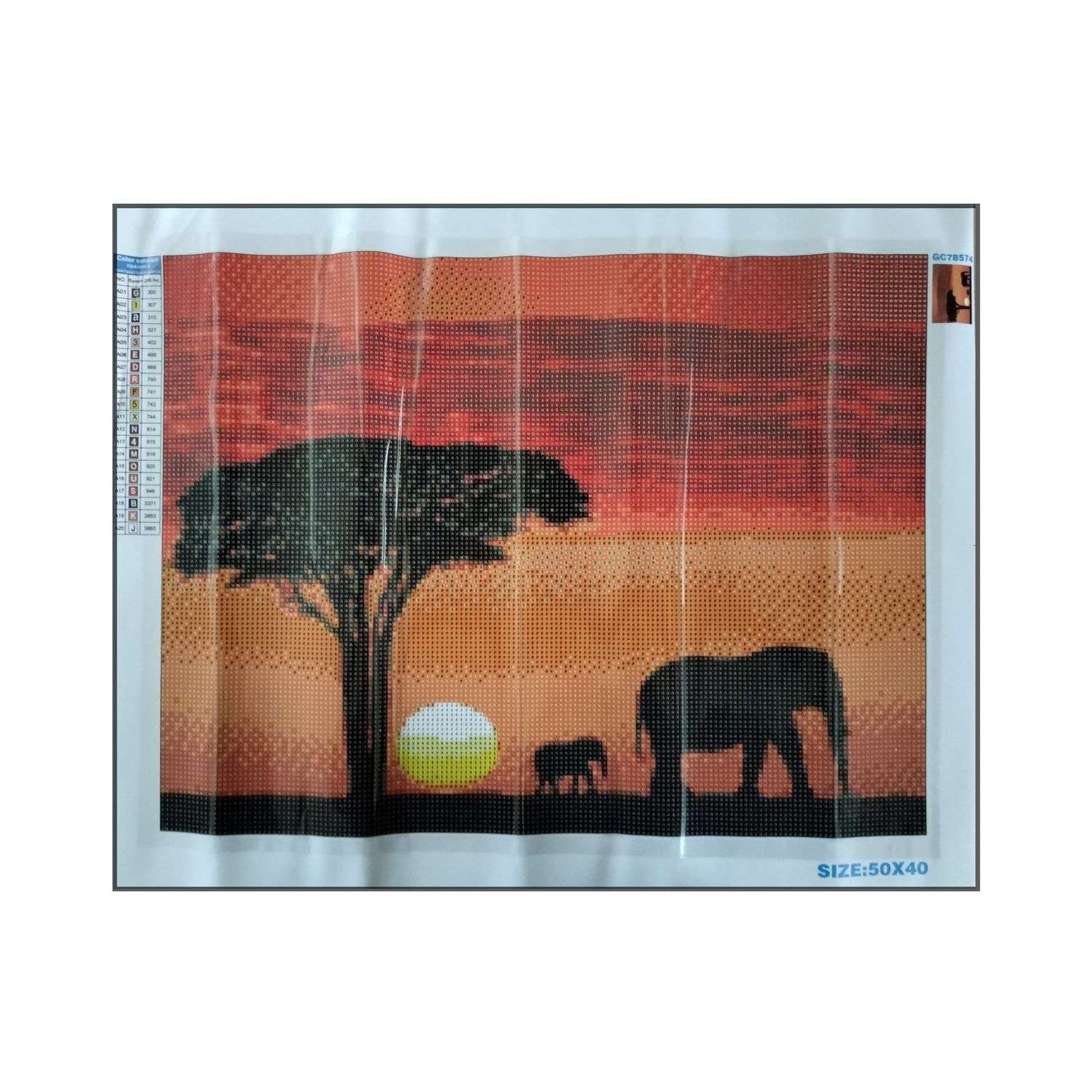 Алмазная мозаика Seichi Силуэт слонов на закате 40х50 см - фото 3