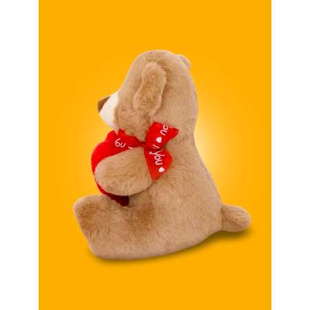 Мягкая игрушка Bebelot Мишка с сердечком 9 см светло-коричневый