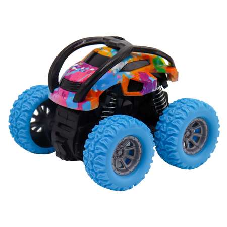 Машинка Funky Toys Перевёртыш фрикционная с принтом и голубыми колесами FT9791-4