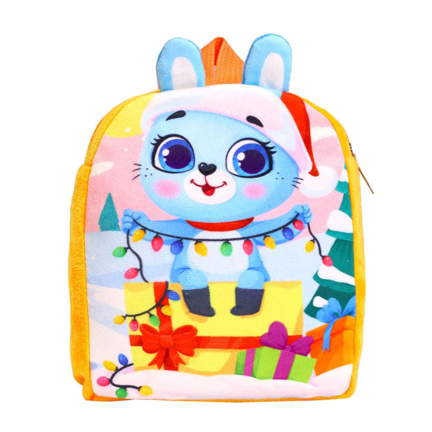 Детский рюкзак Milo Toys плюшевый Новогодний зайка 22х17 см - фото 1