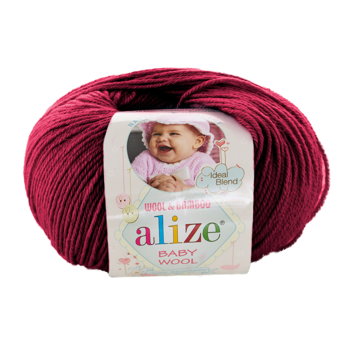 Пряжа для вязания Alize baby wool бамбук шерсть акрил мягкая 50 гр 175 м 390 вишня 10 мотков - фото 3