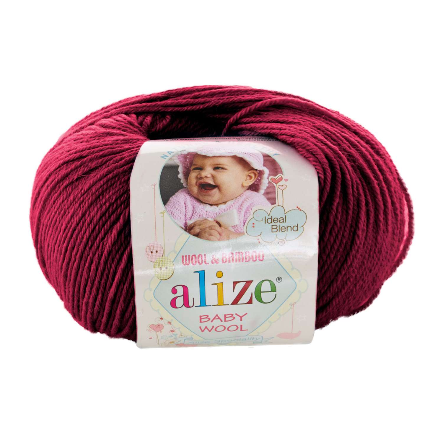 Пряжа для вязания Alize baby wool бамбук шерсть акрил мягкая 50 гр 175 м 390 вишня 10 мотков - фото 3