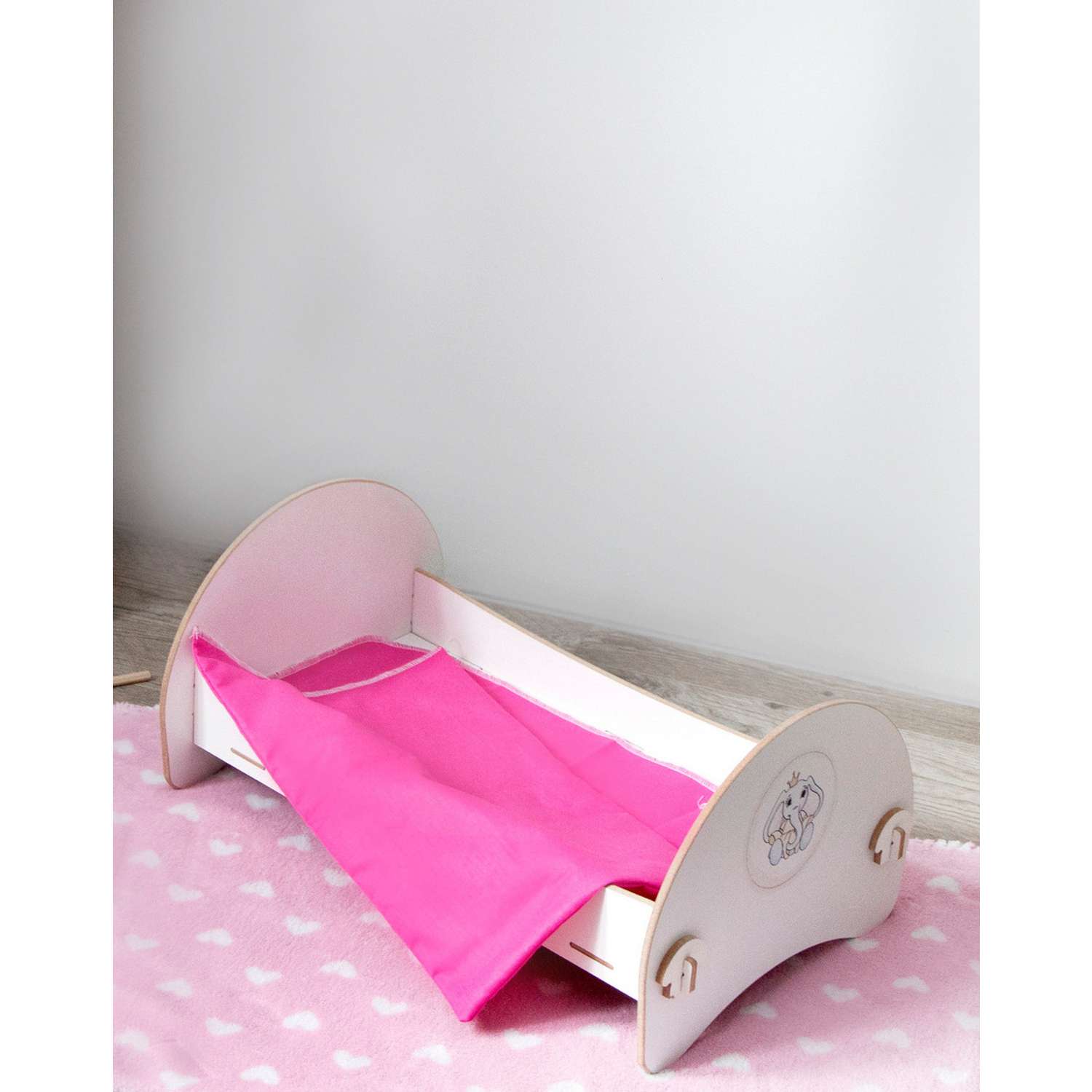 Кроватка для кукол деревянная Alubalu Слоня в комплекте постельное белье 21НМ41 - фото 2
