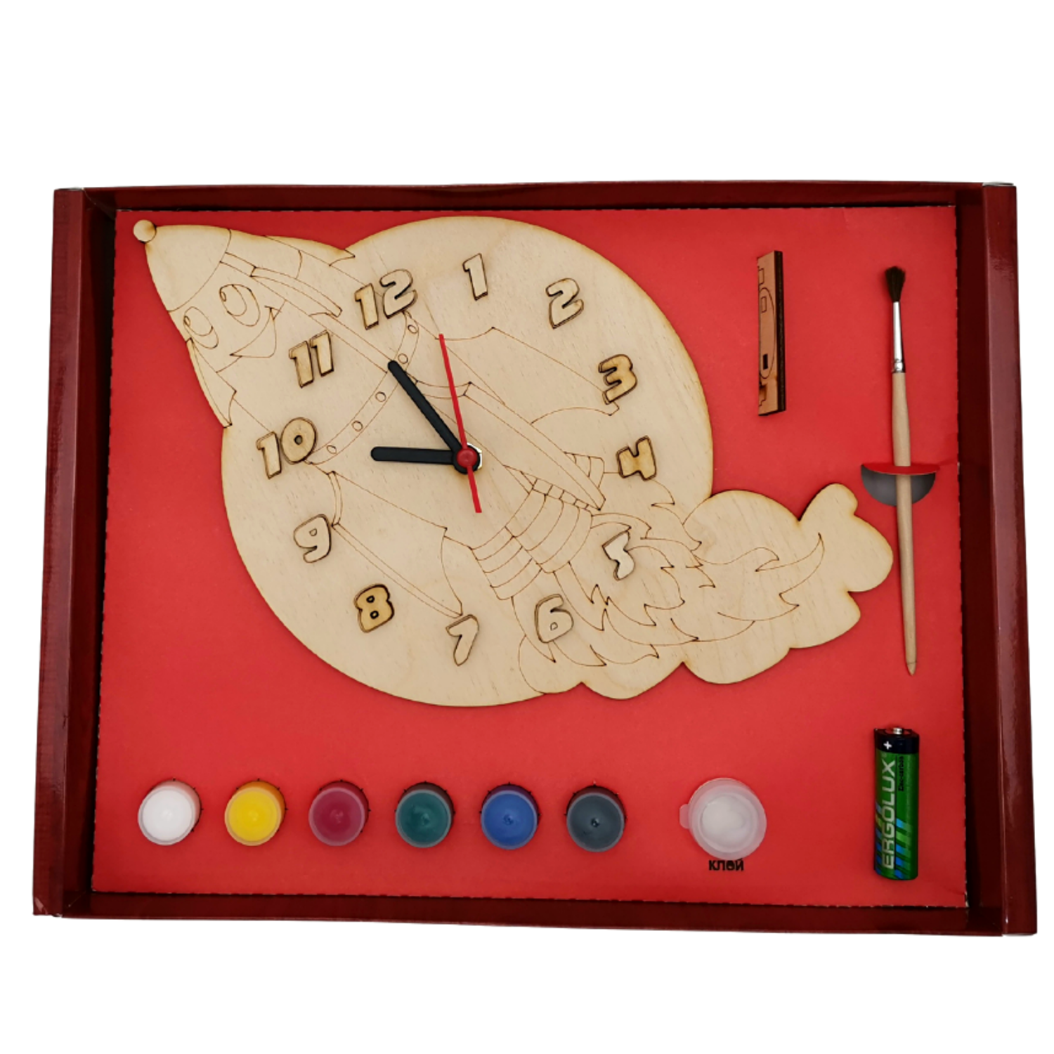 Набор для творчества Нескучные игры Часы с циферблатом Ракета с красками ДНИ126 - фото 1