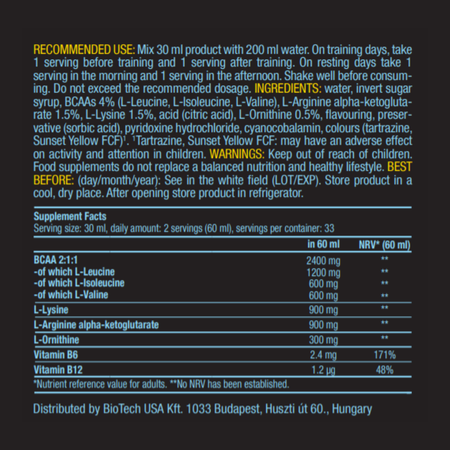 БЦАА BiotechUSA BCAA Liquid 1000 мл. Апельсин