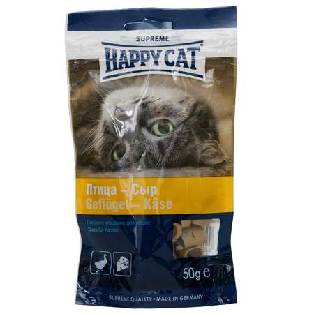 Лакомство для кошек Happy Cat Угощение птица-сыр 50г