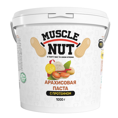 Арахисовая паста Muscle Nut с протеином без сахара натуральная высокобелковая 1000 г