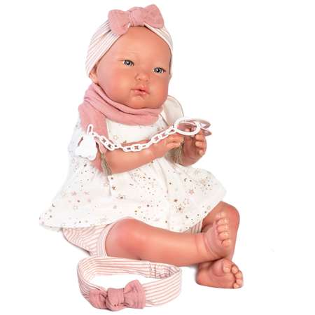 Кукла Antonio Juan Реборн испанская Александра в белом 52 см мягконабивная 81278
