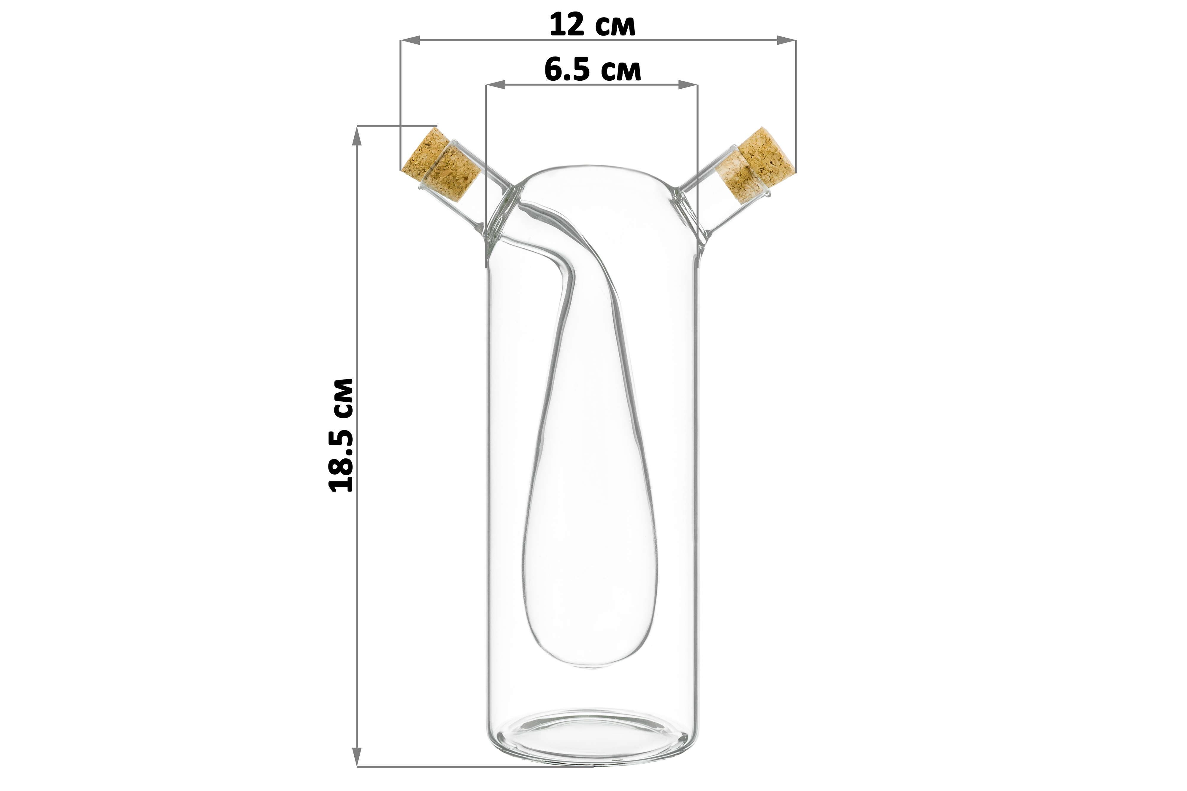 Бутылка Elan Gallery для масла. уксуса. соевого соуса 2в1 340. 80 мл 12х6.5х18.5 см Crystal glass с пробкой - фото 2