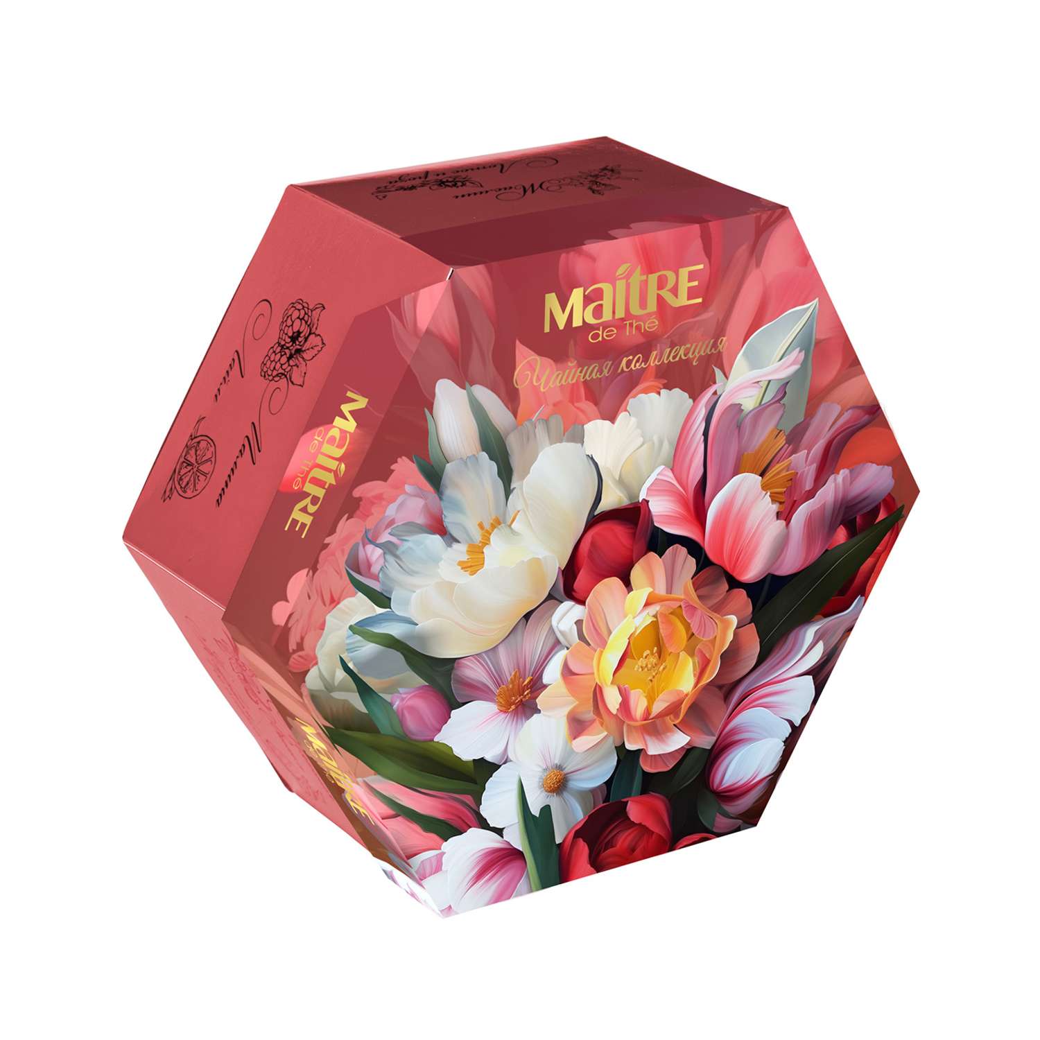 Подарочный набор чая Maitre de the Цветы ПИОНЫ 12 видов 60 пакетиков 120 г. - фото 1