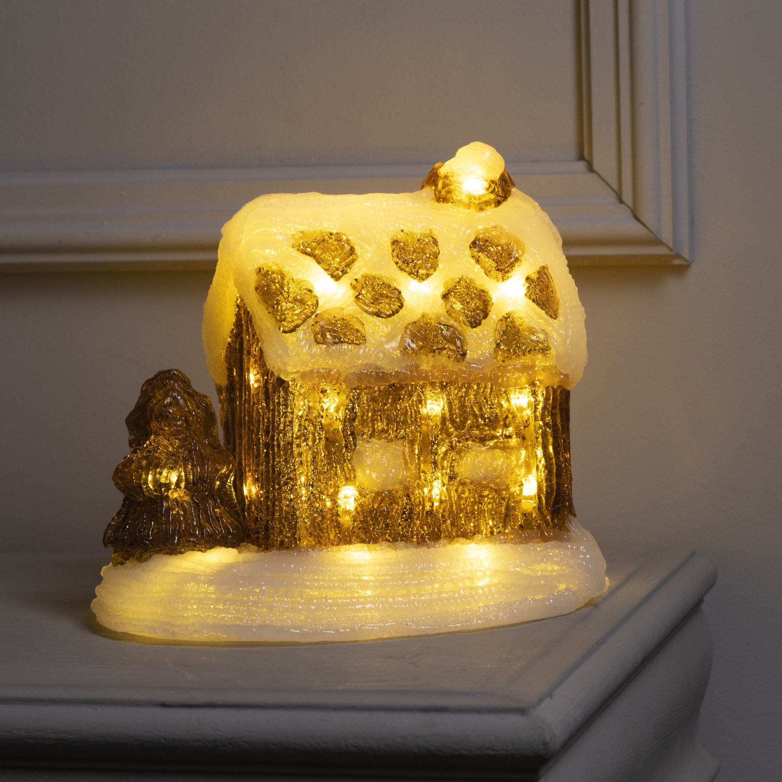 Светодиодная фигура Sima-Land «Зимний домик» 22×21×17 см акрил 30 LED 220 В свечение тёплое белое - фото 1