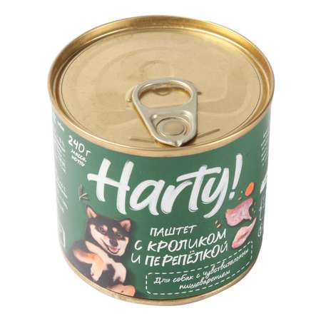Корм Harty 240г для собак с чувствительным пищеварением паштет с кроликом и перепелкой