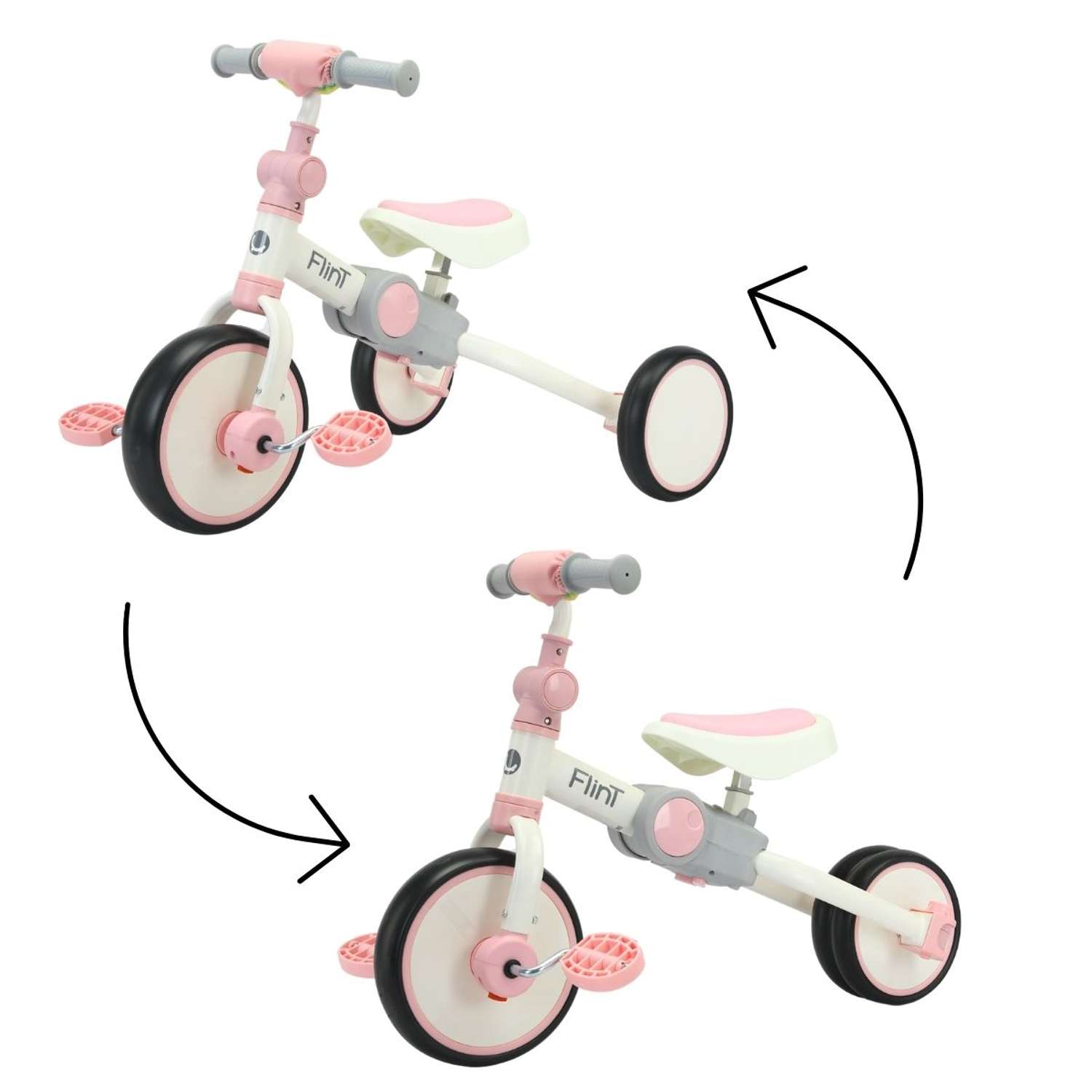 Беговел-велосипед 4в1 детский Bubago Flint бело-розовый - фото 6