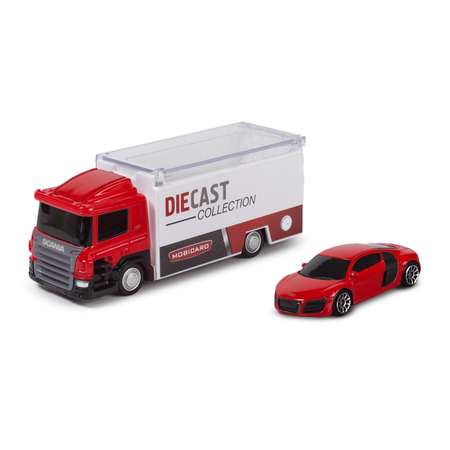 Грузовик Mobicaro Scania с маш.1:64 Audi R8 красн