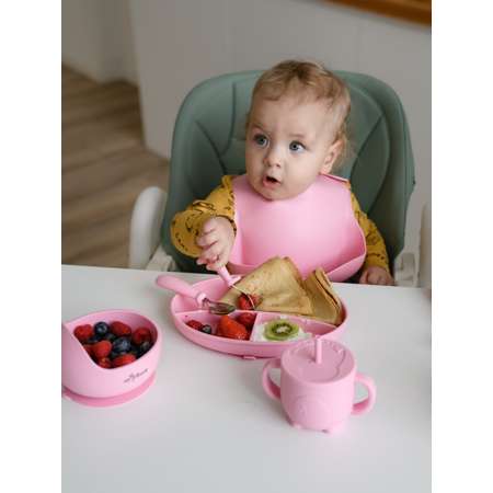 Набор столовых приборов Miyoumi для кормления вилка и ложка Baby pink